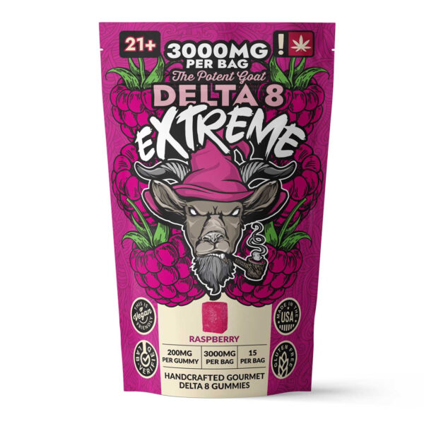 The Potent Goat Extreme Raspberry Delta 8 Gummies 3000mg(200MG Delta 8)