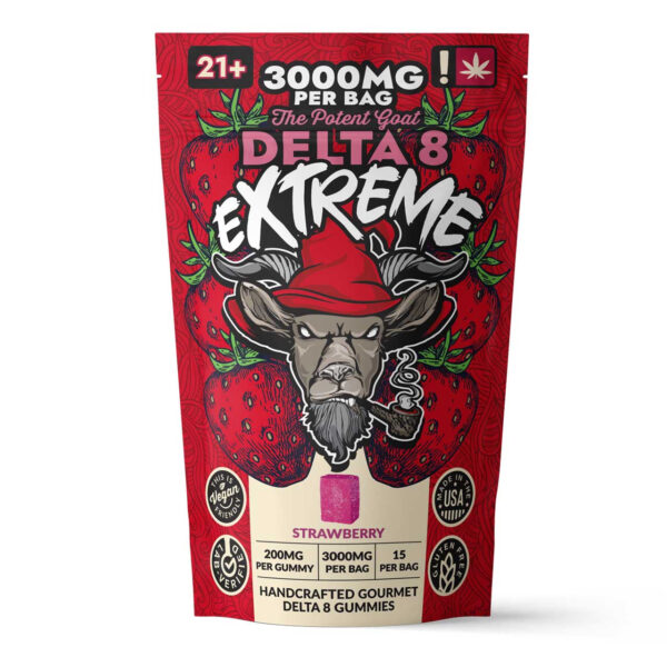 The Potent Goat Extreme Strawberry Delta 8 Gummies 3000mg(200MG Delta 8)